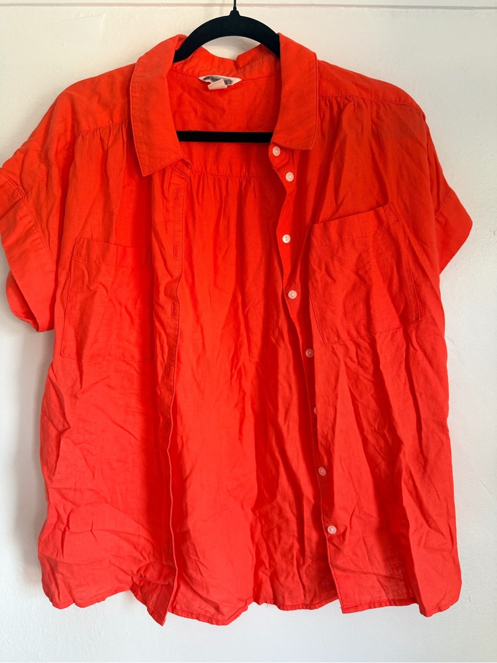 Caslon Bright Coral/Orange Short-Sleeve Button-Down Shirt
